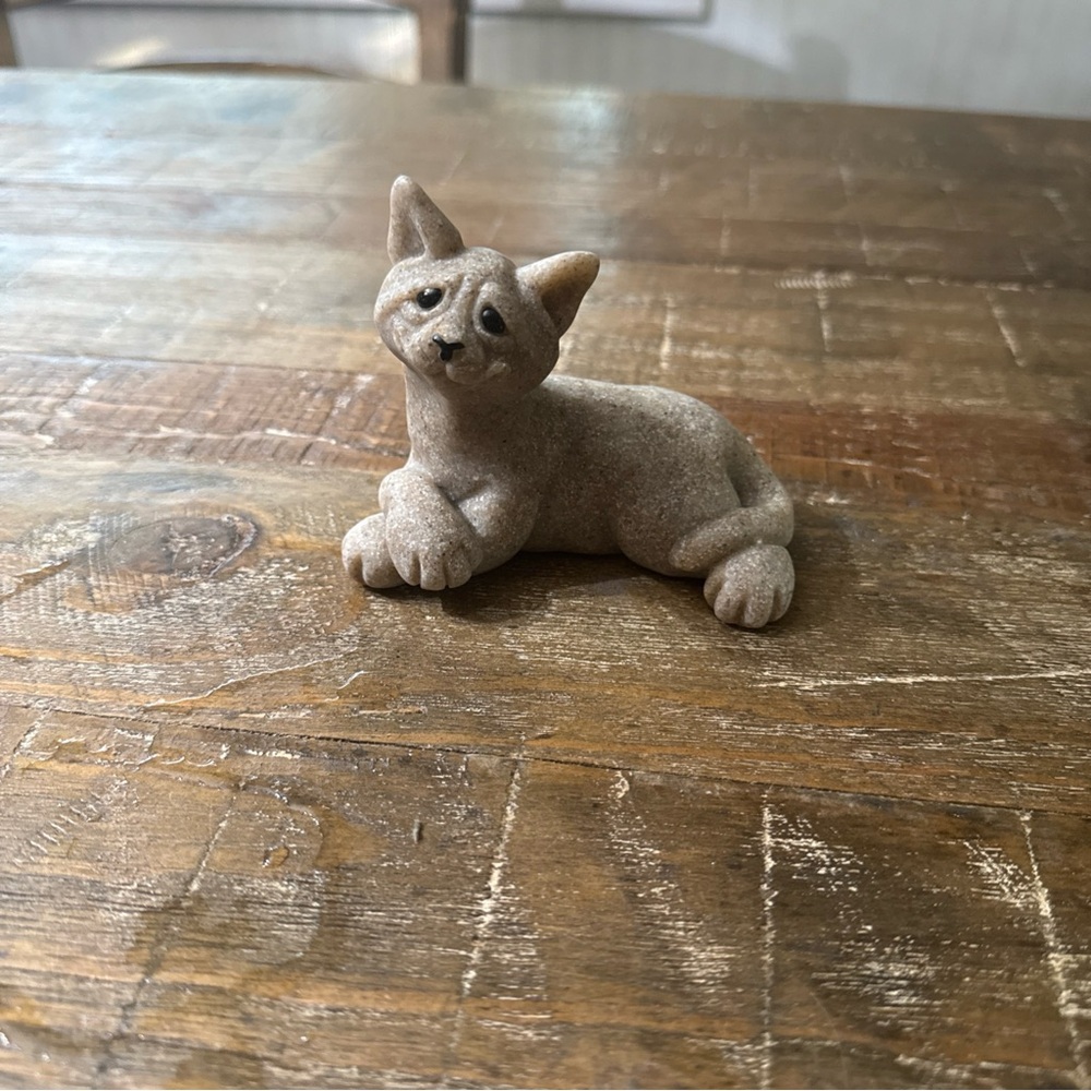 Quarry Critters 'Cadbury' Sandstone-Look Cat Figurine